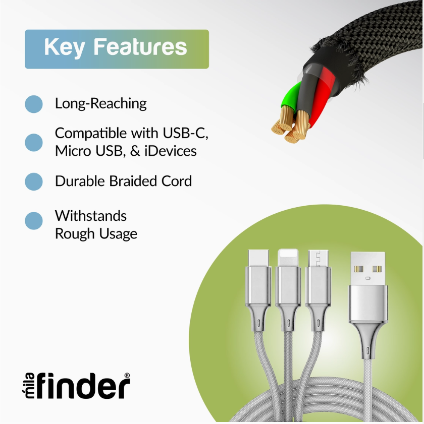 10 foot 3 in 1 device charger